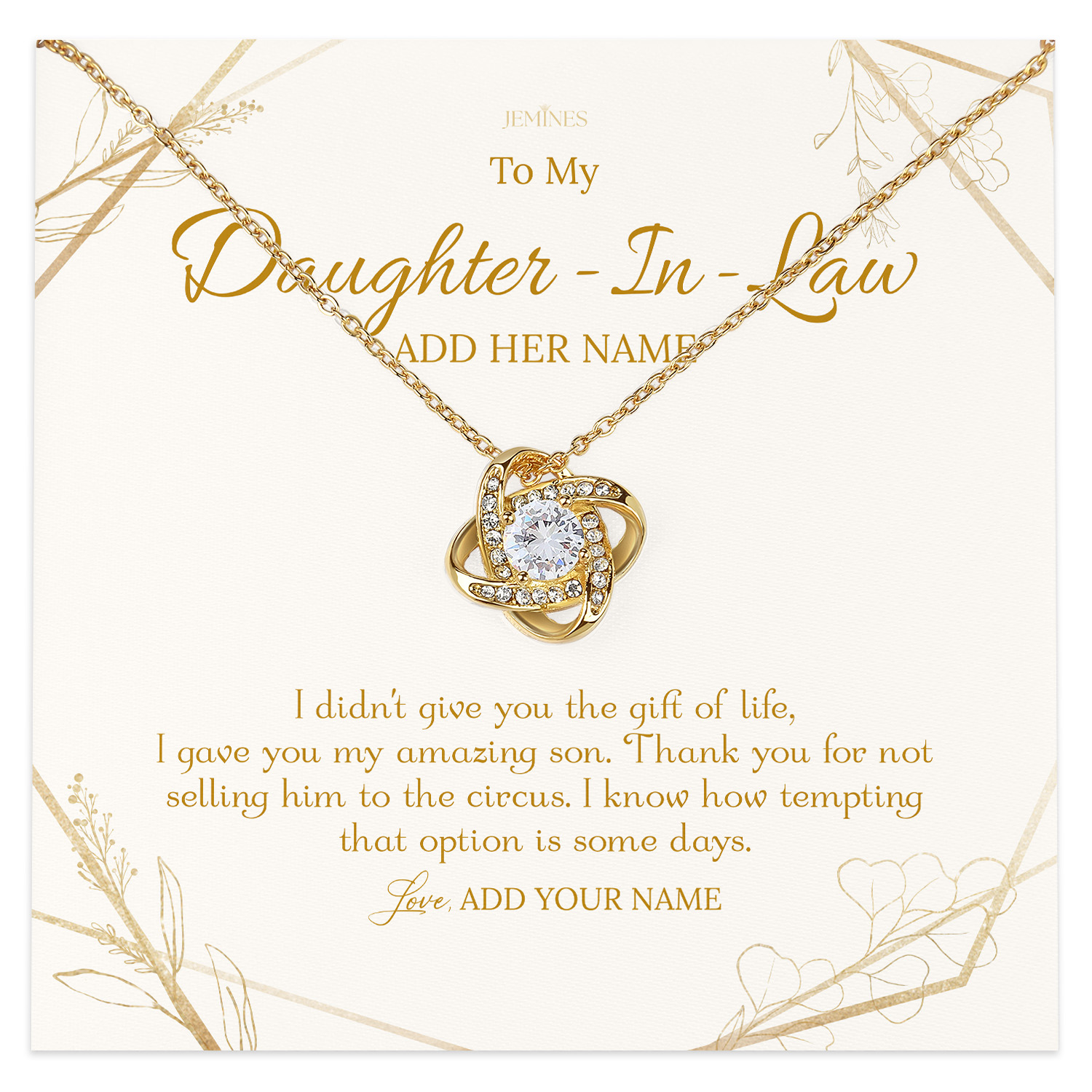 To My Daughter-in-Law Necklace Personalized Gifts