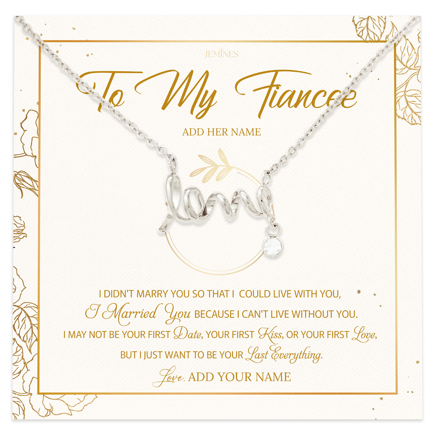 To My Fiancee Necklace Personalized Gifts