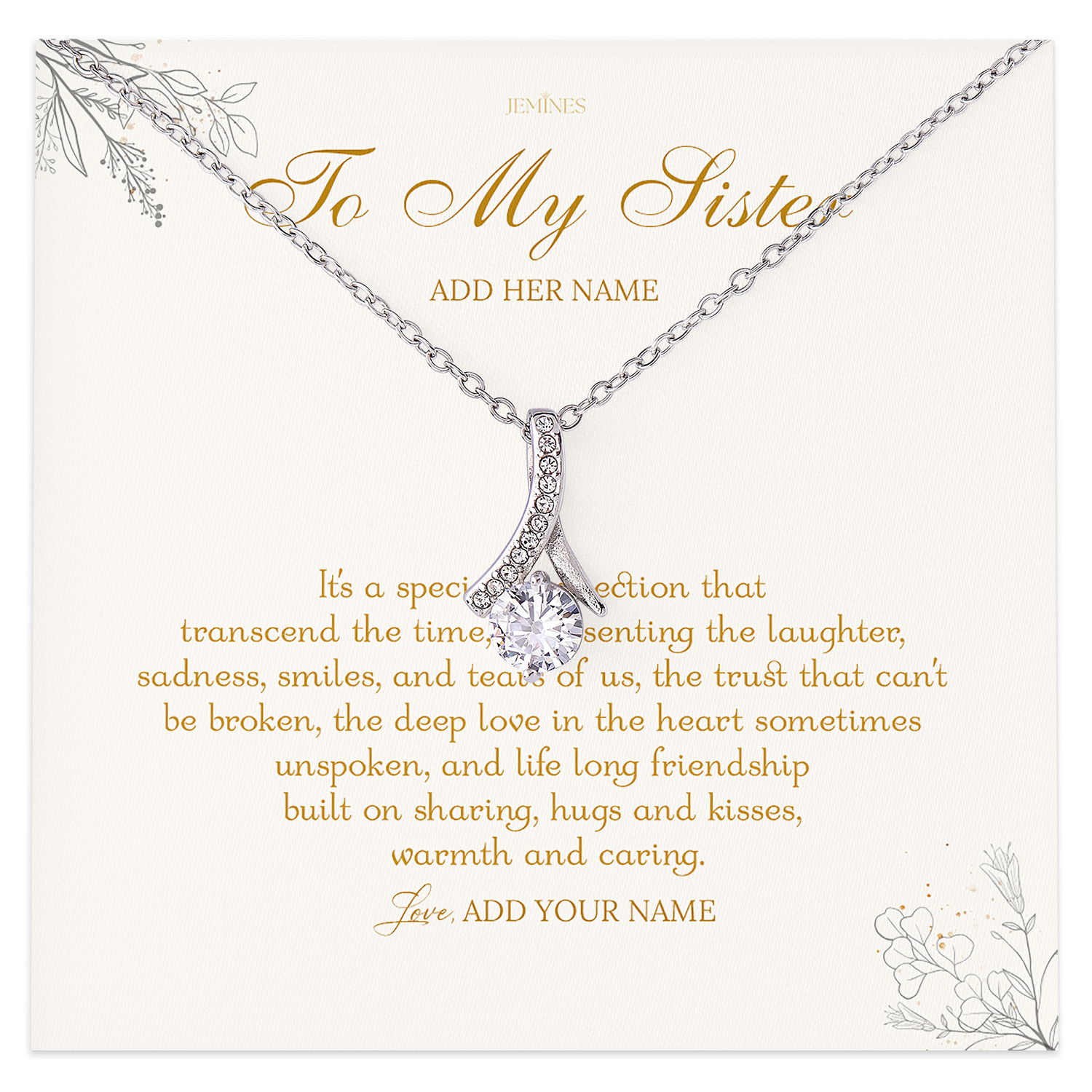 To My Sister Necklace Personalized Gifts