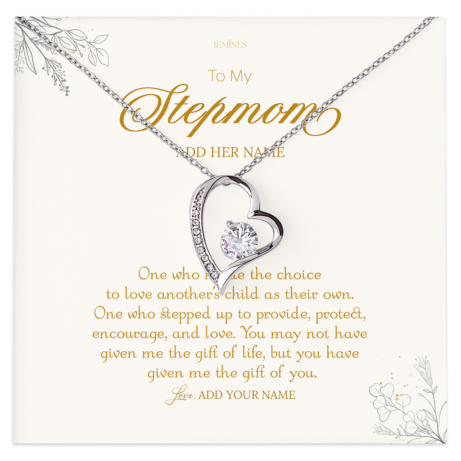 To My Stepmom Necklace Personalized Gifts