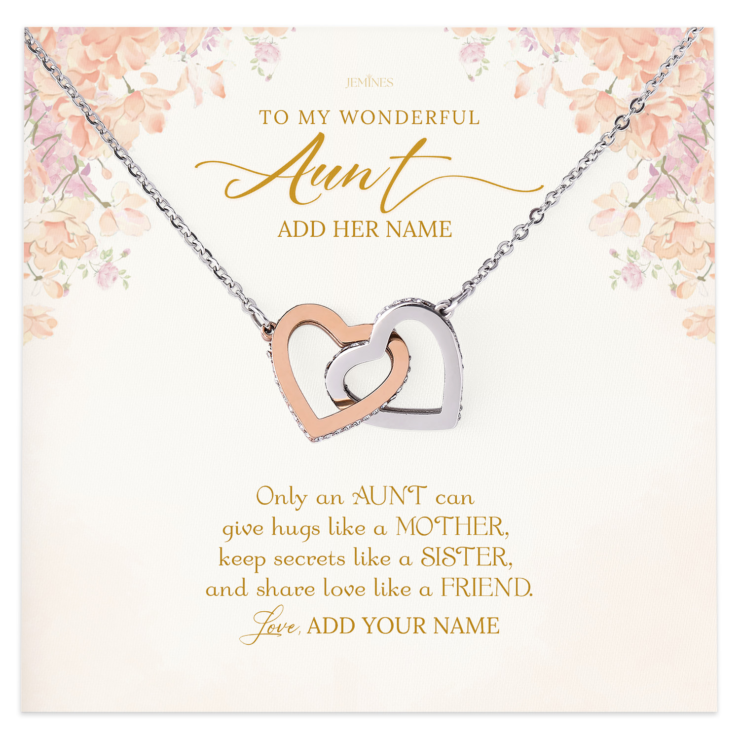 To My Wonderful Aunt Necklace Personalized Gifts