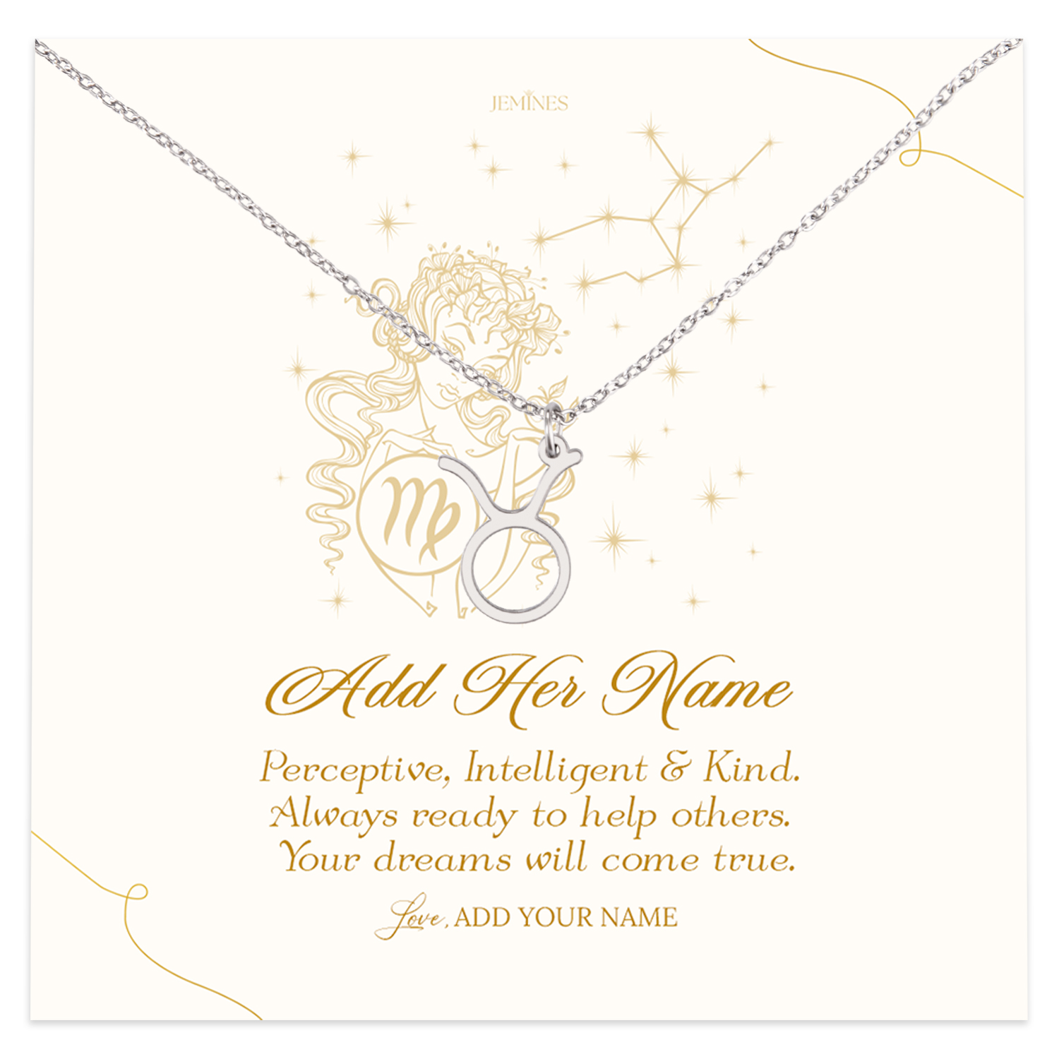 Virgo Zodiac Necklace Personalized Gifts